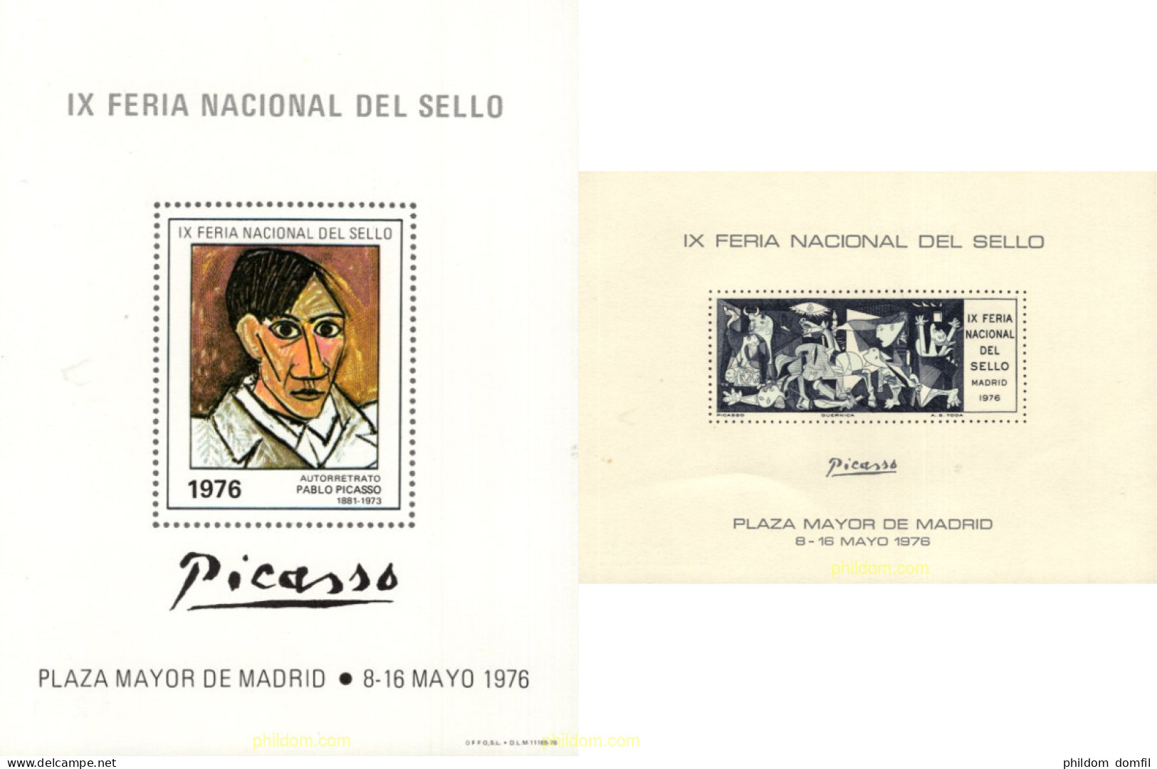 720798 MNH ESPAÑA Hojas Recuerdo 1976 IX FERIA NACIONAL DEL SELLO - PICASSO - Neufs