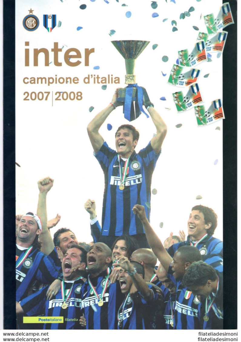 2007-2008 Italia - Repubblica , Folder Francobolli Calcio Inter Campione D'Itali - Presentation Packs