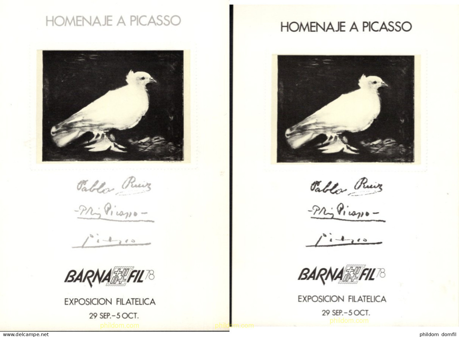 720822 MNH ESPAÑA Hojas Recuerdo 1978 BARNAFIL-78 - PICASSO - Ongebruikt