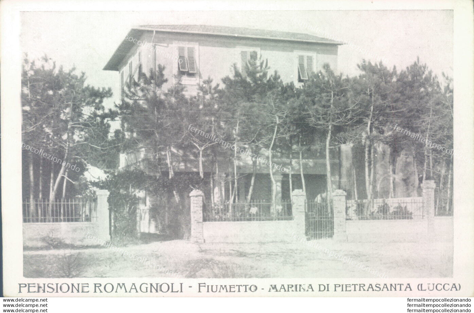 Ae46 Cartolina Fiumetto Marina Di Pietrasanta Pensione Romagnoli Lucca - Lucca