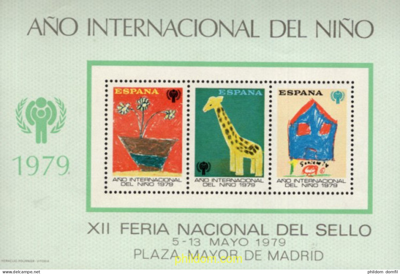 720829 MNH ESPAÑA Hojas Recuerdo 1979 XII FERIA NACIONAL DEL SELLO - AÑO INTERNACIONAL DEL NIÑO - Nuovi