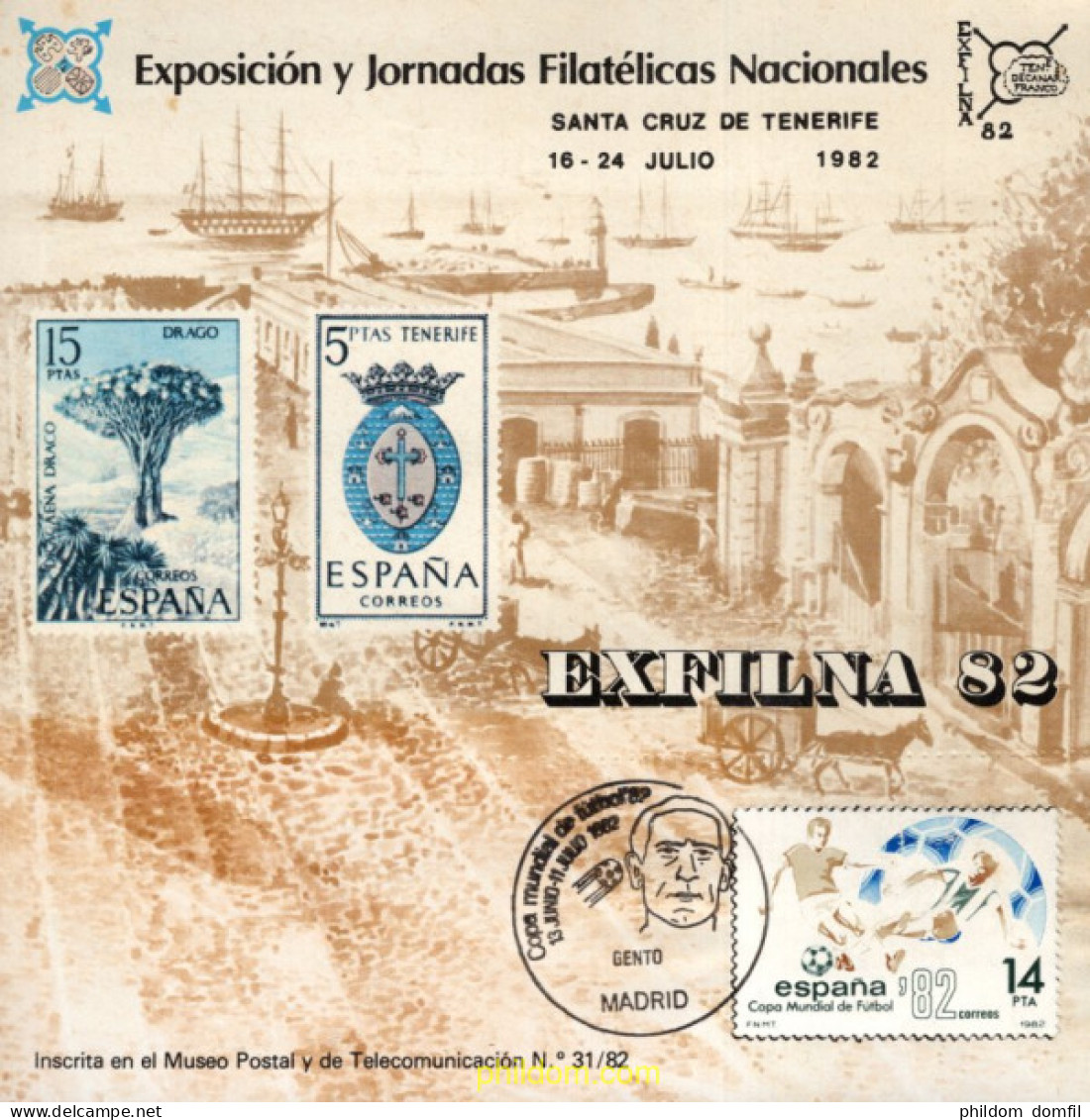 720839 MNH ESPAÑA Hojas Recuerdo 1982 EXPOSICION Y JORNADAS FILATELICAS NACIONALES - SANTA CUZ DE TENERIFE - Unused Stamps