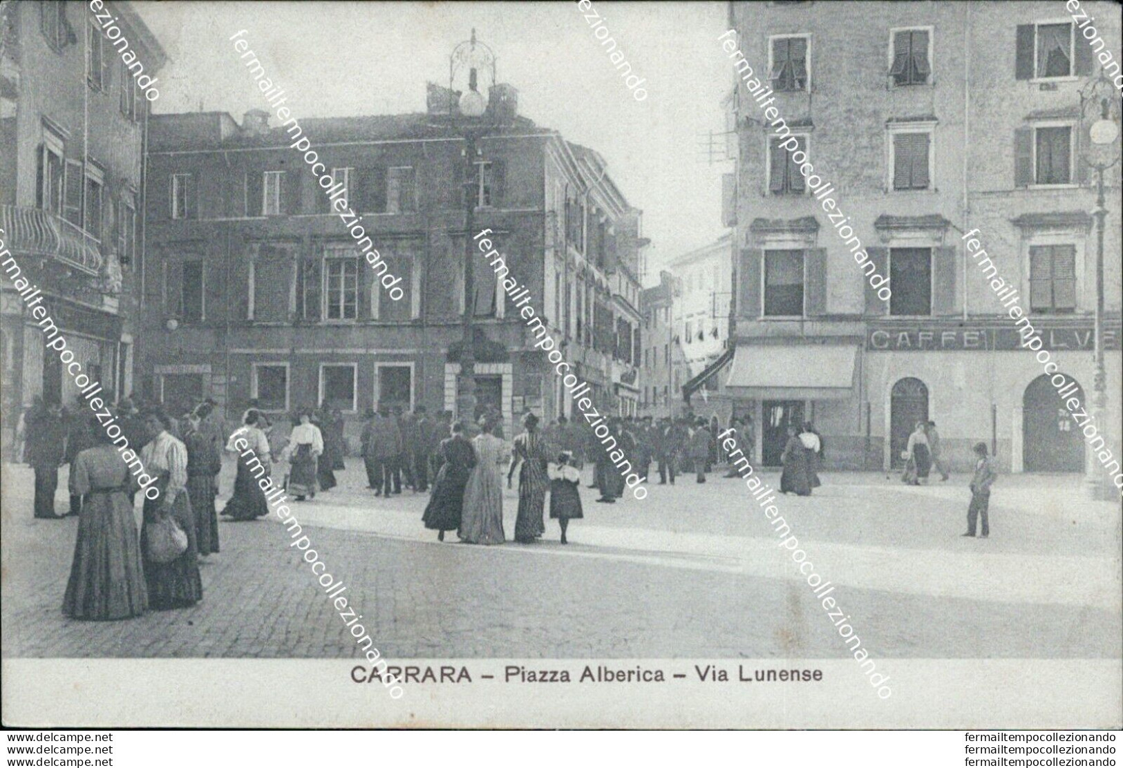 Bc14 Cartolina Carrara Citta' Piazza Alberica Via Lunense 1908 Toscana Bella!! - Massa