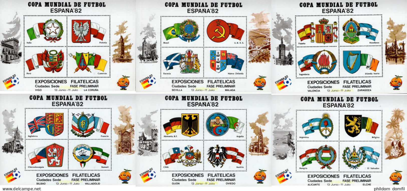 720845 MNH ESPAÑA Hojas Recuerdo 1982 COPA MUNDIAL DE FUTBOL - CIUDADES SEDE - Ongebruikt