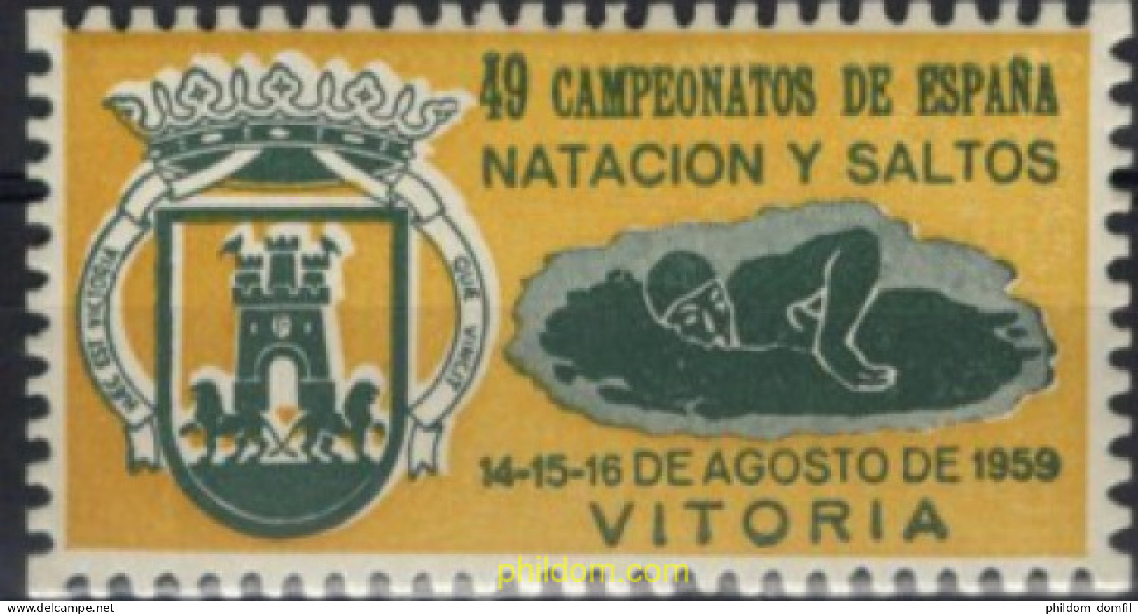 720858 MNH ESPAÑA Viñetas 1959 49 CAMPEONATOS DE ESPAÑA NATACION Y SALTOD - VITORIA - Ungebraucht