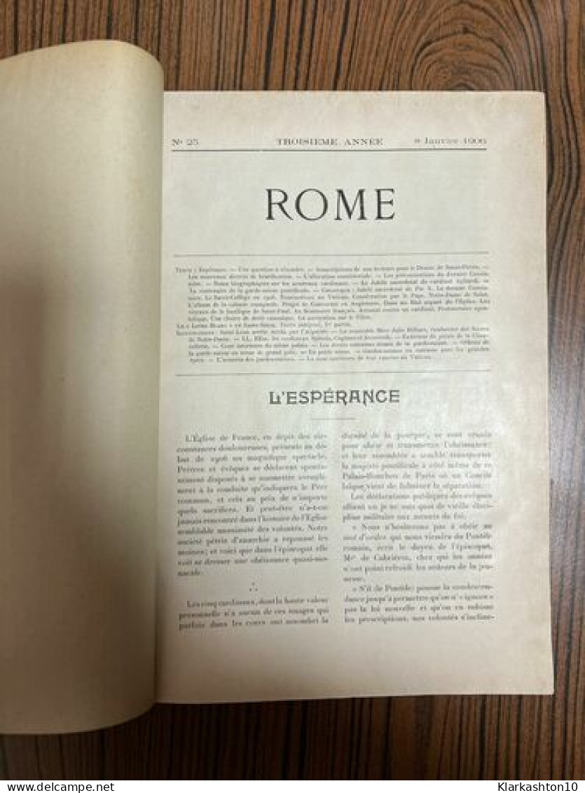 Publication Mensuelle Illustrée 3eme Annee : Rome N° 25 à 36 - 1906 - Sonstige & Ohne Zuordnung