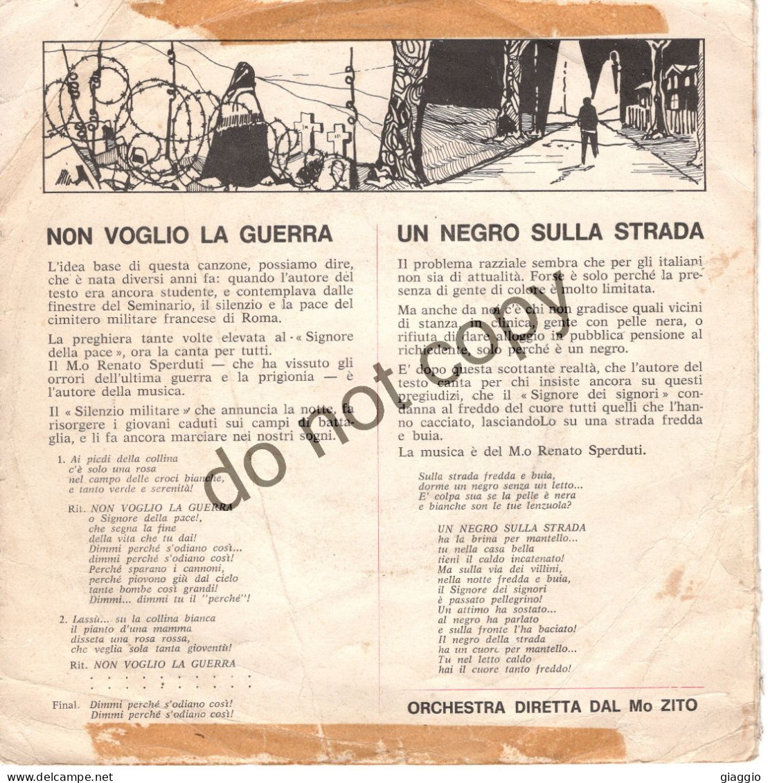 °°° 708) 45 GIRI - PADRE FELICE - NON VOGLIO LA GUERRA / UN NEGRO SULLA STRADA °°° - Sonstige - Italienische Musik