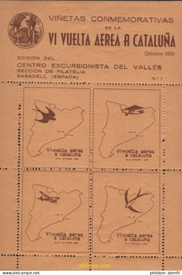 720868 MNH ESPAÑA Viñetas 1959 VI VUELTA AEREA A CATALUNYA - SABADELL - Nuevos
