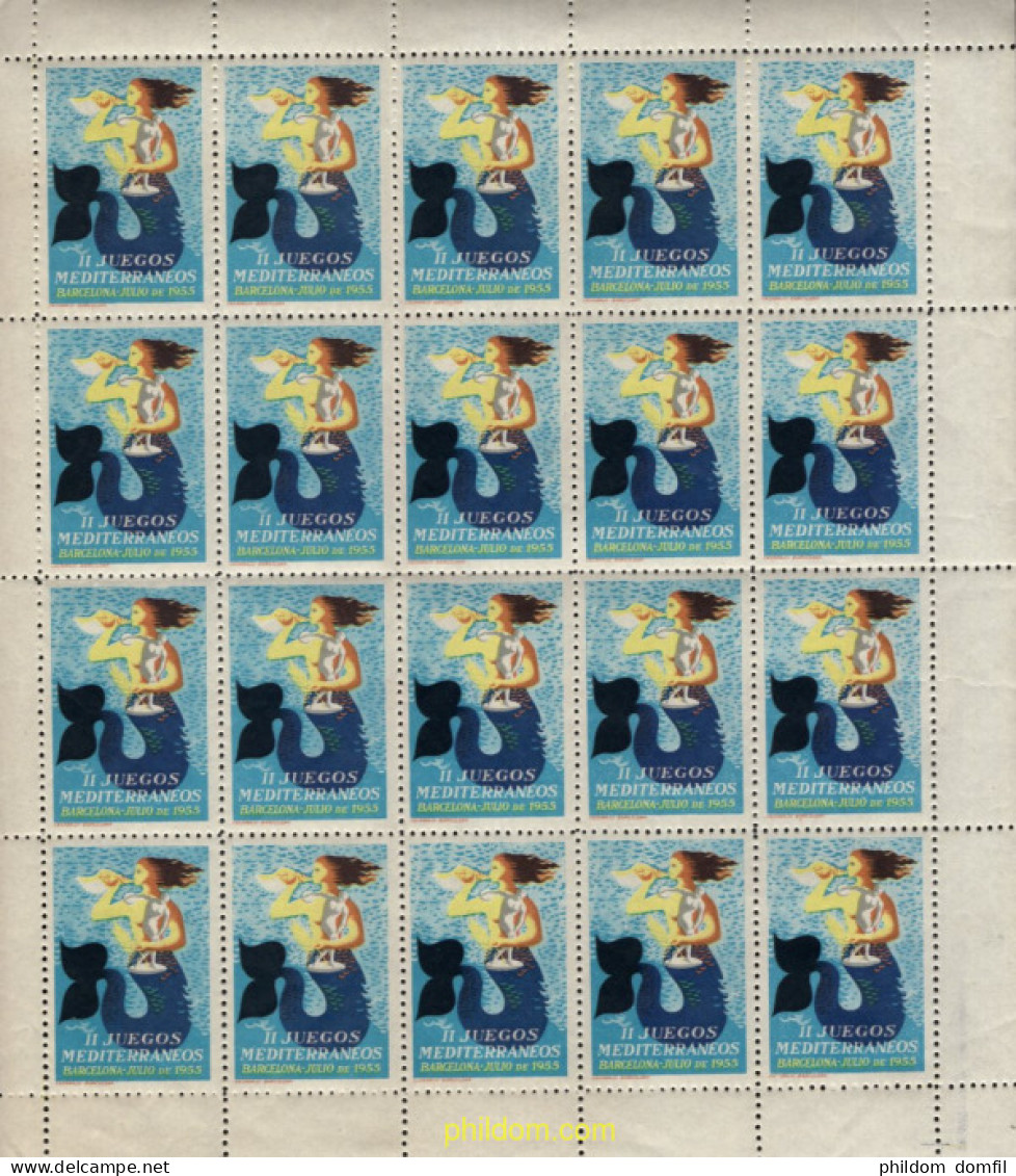 720869 MNH ESPAÑA Viñetas 1955 II JUEGOS MEDITERRANEOS - BARCELONA - Nuevos