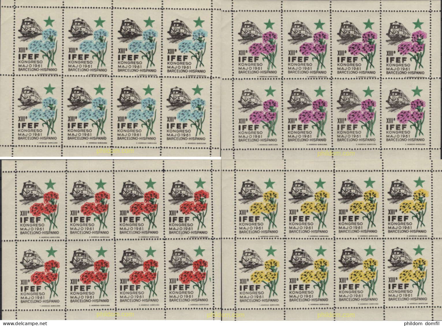 721012 MNH ESPAÑA Viñetas 1961 XIII IFEF KONGRESO MAJO 1961 BARCELONO-HISPANIO (ESPERANTO) - Neufs