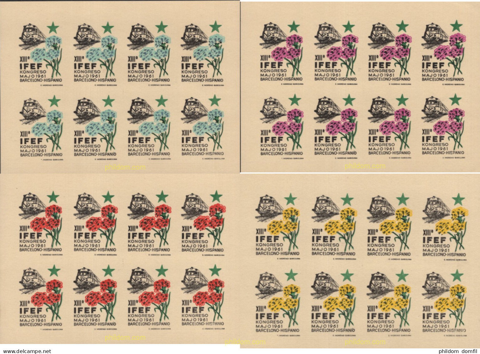 721013 MNH ESPAÑA Viñetas 1961 XIII IFEF KONGRESO MAJO 1961 BARCELONO-HISPANIO (ESPERANTO) - Ongebruikt