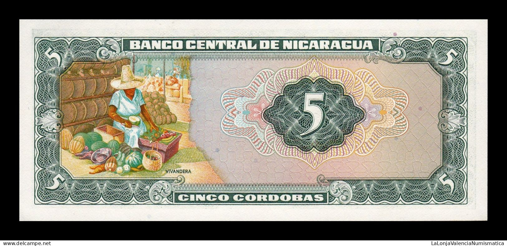 Nicaragua 5 Córdobas 1972 Pick 122 Serie C Sc Unc - Nicaragua