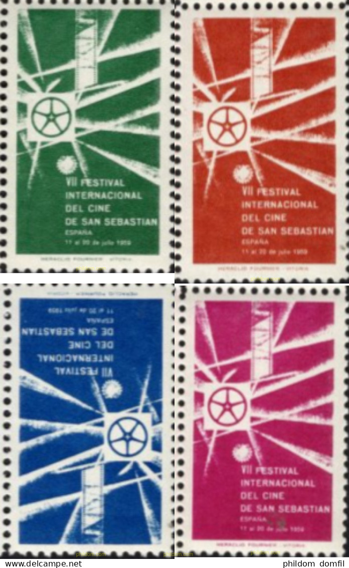 721014 MNH ESPAÑA Viñetas 1959 VII FESTIVAL INTERNACIONAL DEL CINE DE SAN SEBASTIAN - Unused Stamps