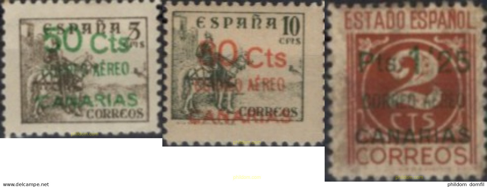 729670 HINGED ESPAÑA. Canarias 1937 SELLOS DEL ESTADO ESPAÑOL HABILITADOS PARA CORREO AEREO - Ungebraucht