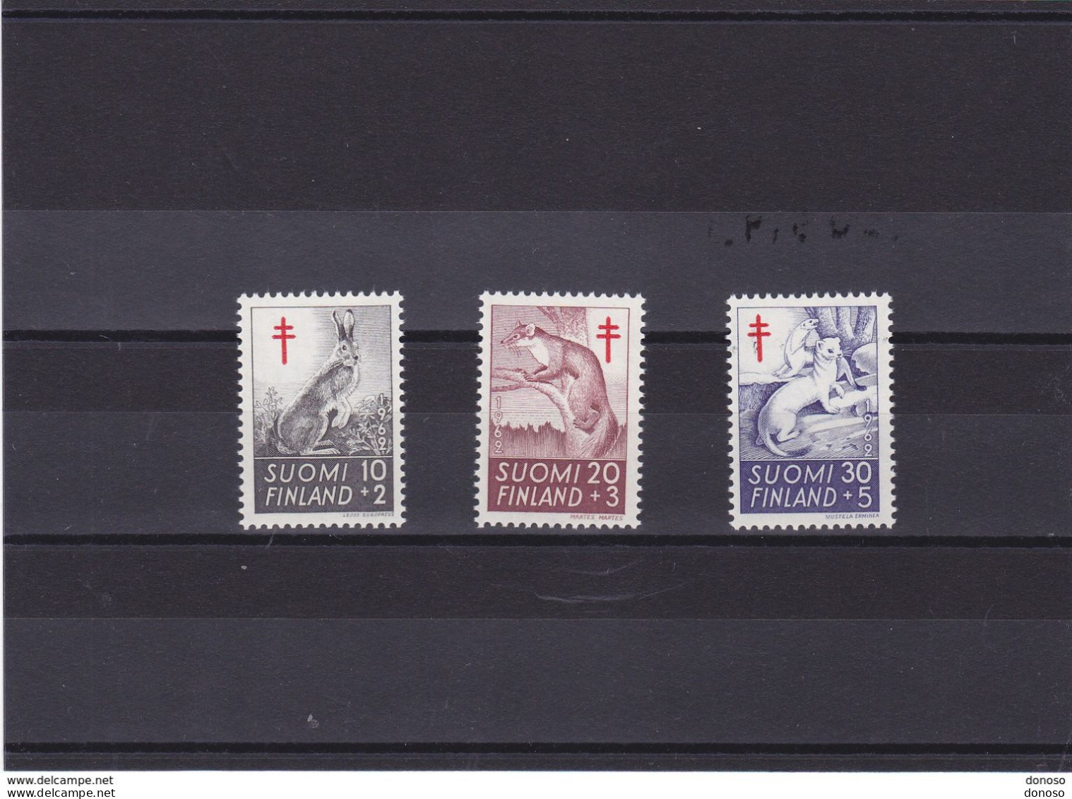 FINLANDE 1962 ANIMAUX, Lièvre, Martre, Hermine Yvert 527-529, Michel 551-553 NEUF** MNH Cote Yv 9 Euros - Ongebruikt