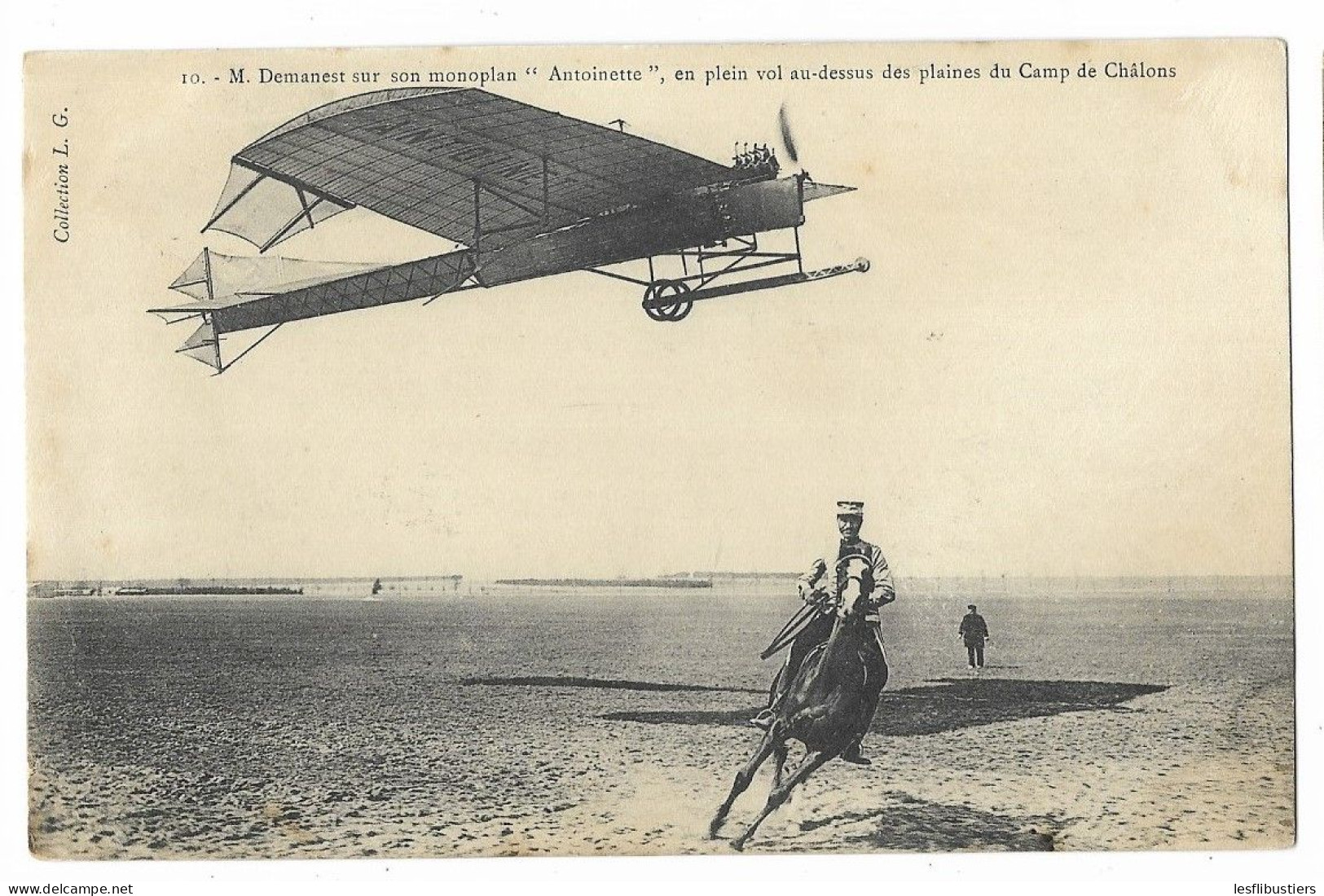 CPA 51 M. DAMANEST Sur Son Monoplan "Antoinette" , En Plein Vol Au-dessus Des Plaines Du Camp De Châlons - Camp De Châlons - Mourmelon