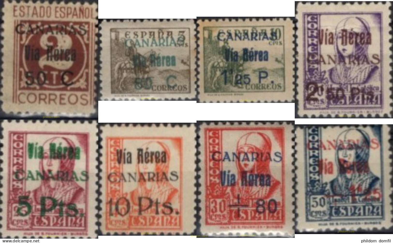 729674 HINGED ESPAÑA. Canarias 1938 SELLOS HABILITADOS PARA EL CORREO A CANARIAS - Nuevos