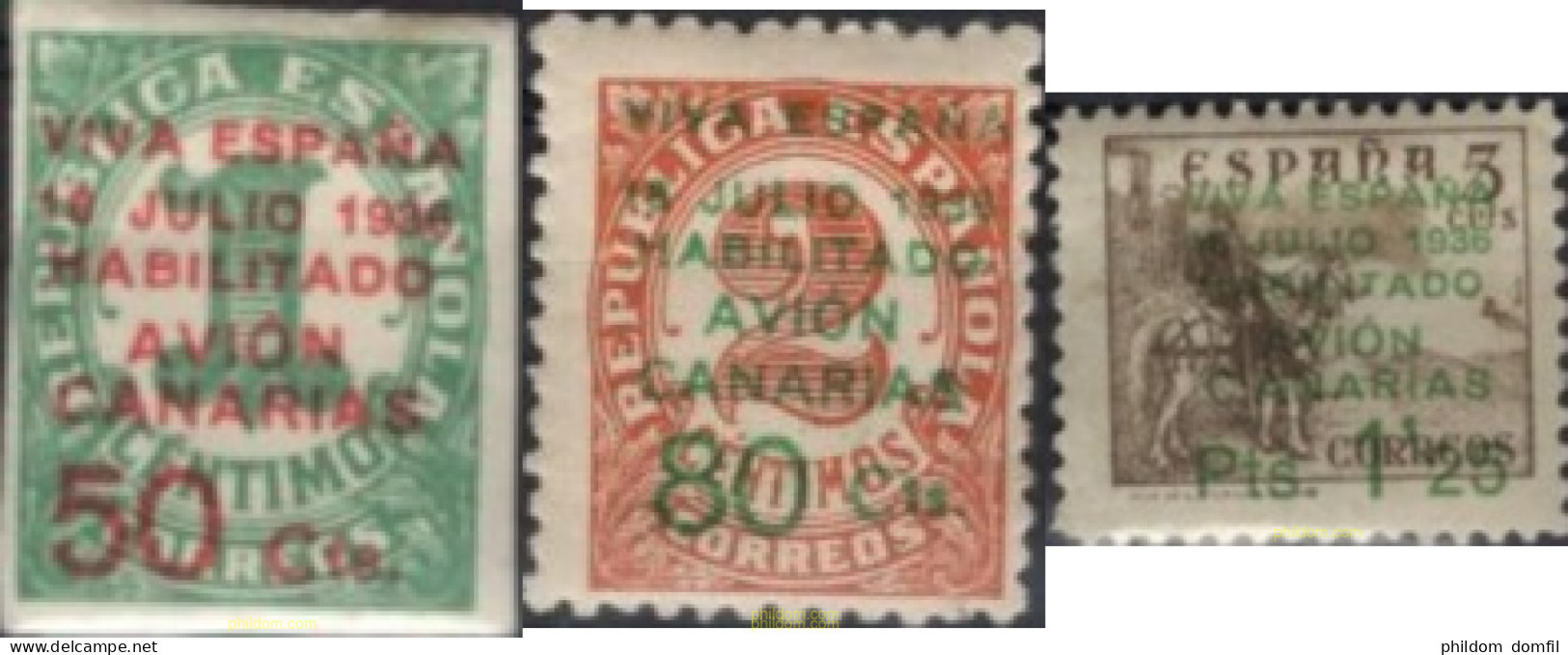 729682 HINGED ESPAÑA. Canarias 1937 SELLOS HABILITADOS PARA EL CORREO A CANARIAS - Unused Stamps