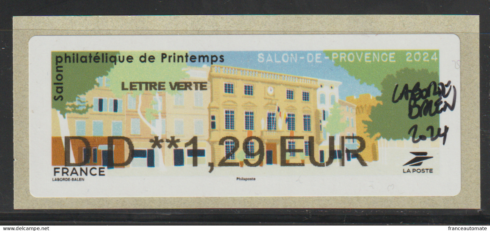 Atm, NABANCO, Lettre Verte, DD 1.29, DEDICACE Hotel De Ville, Salon De Provence, 4 Avril 2024, Salon Phil. De Printemps - 2010-... Illustrated Franking Labels