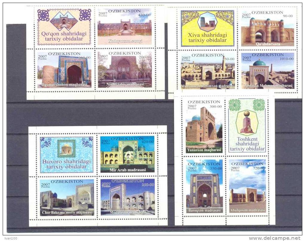 2007. Uzbekistan, Architecture, Mosques Of Uzbekistan, 4 S/s, Mint/** - Oezbekistan