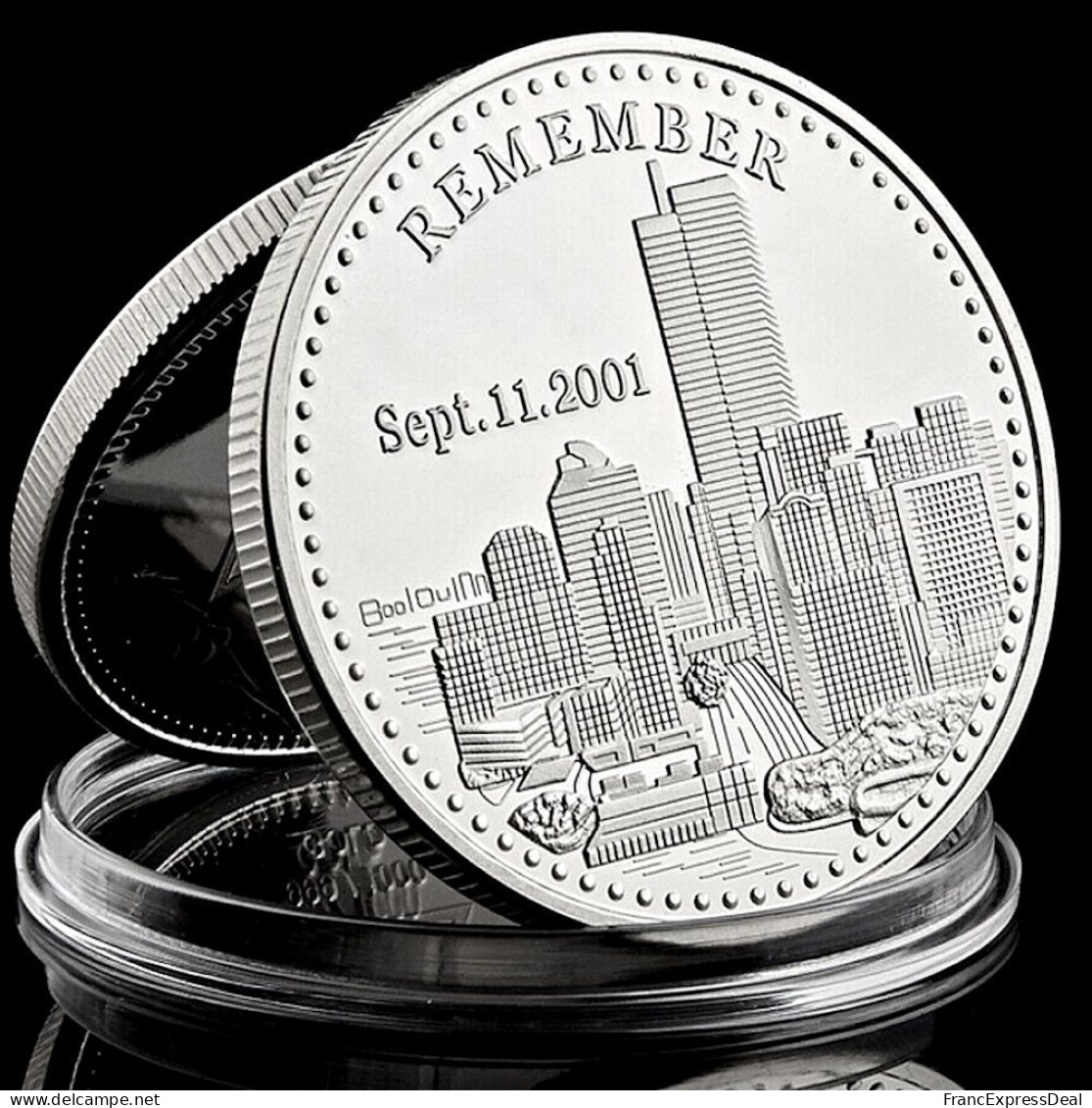 Lot De 2 Pièces Médailles NEUVES Plaquées Or Et Argent - WTC World Trade Center 11 Septembre 2001 - Andere & Zonder Classificatie