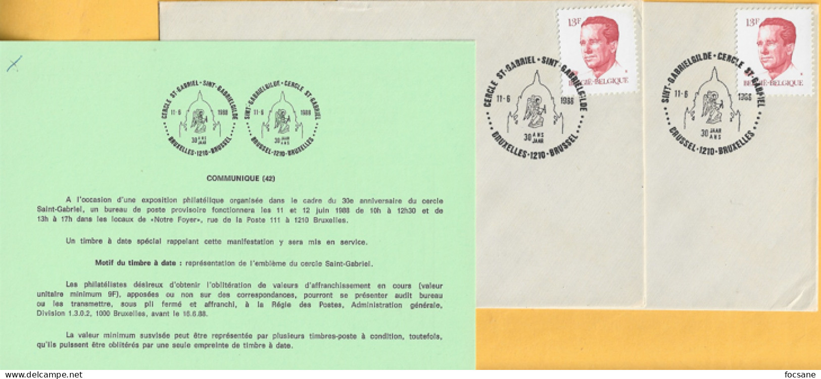 (42) Cercle St-Gabriel 1210 Bruxelles  11-6-1988 Timbre N° 2203 - Other & Unclassified