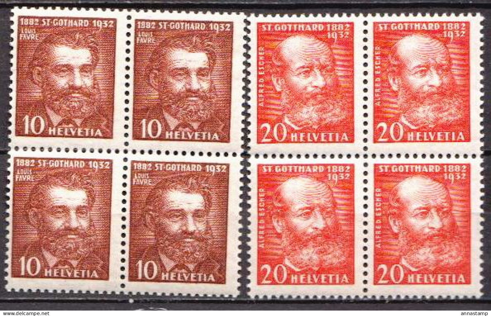 Switzerland MNH Stamps In Blocks Of 4 Stamps - Nuevos