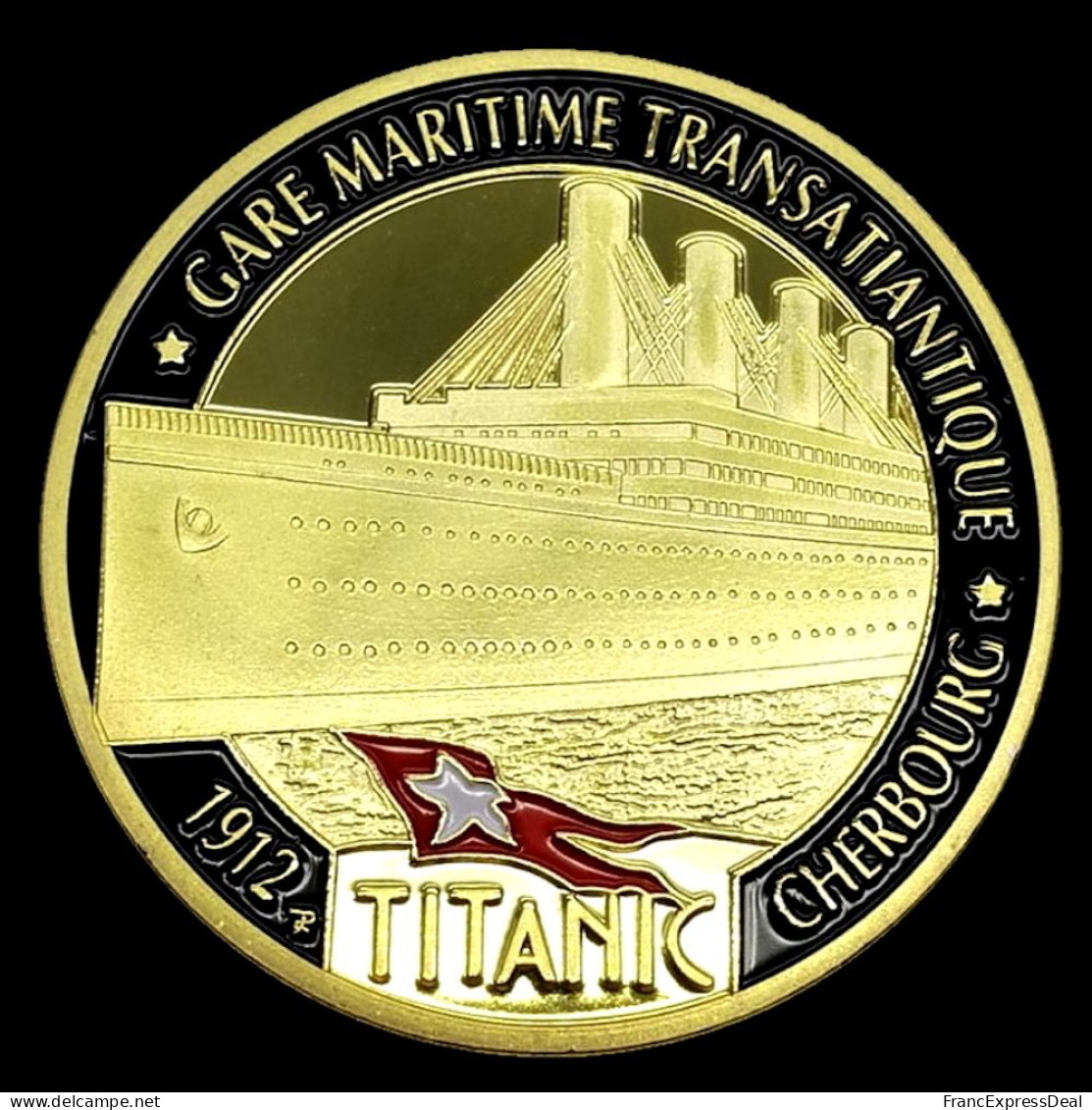 Pièce Médaille NEUVE Plaquée Or - RMS Titanic White Star Line (Ref 5) - Otros & Sin Clasificación