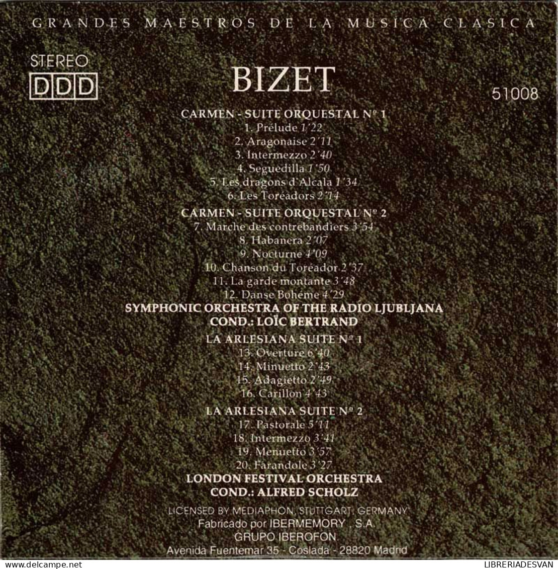 Bizet - Carmen. Suites Orquestales. La Arlesiana. CD - Clásica