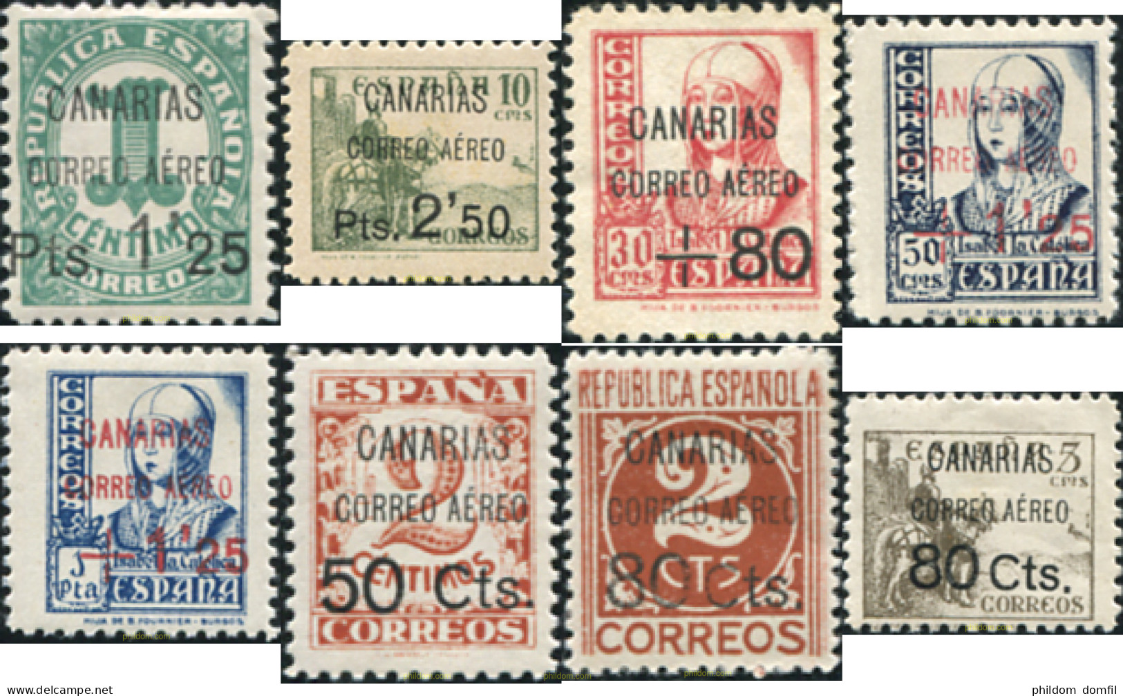 729805 HINGED ESPAÑA. Canarias 1937 SELLOS HABILITADOS PARA EL CORREO A CANARIAS - Neufs