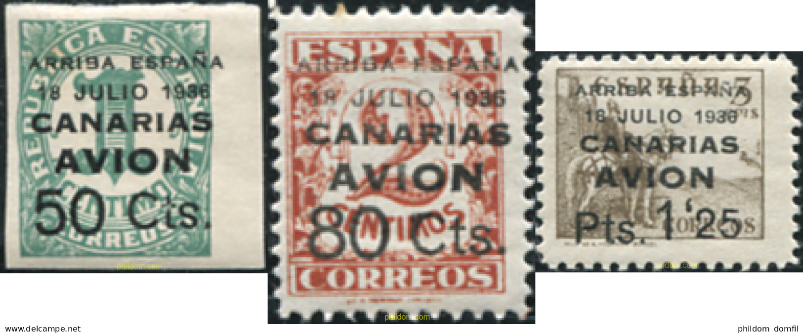 729980 HINGED ESPAÑA. Canarias 1937 SELLOS HABILITADOS PARA EL CORREO A CANARIAS - Nuovi