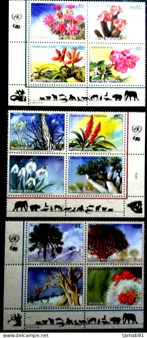 ONU Nations Unies Espèces Menacées ** NY GE Vi 2010 2011 2012 2013 Prix Coûtant - Unused Stamps