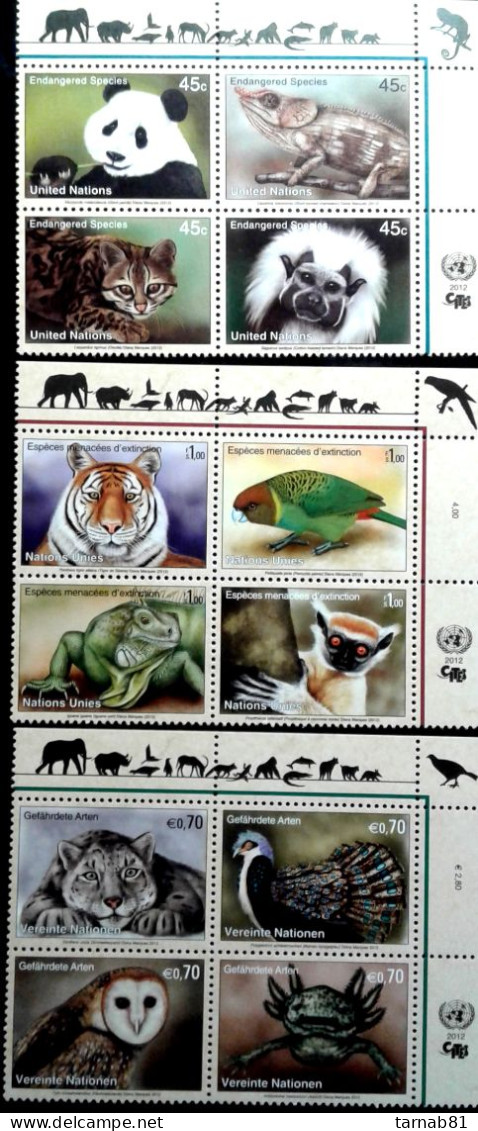 ONU Nations Unies Espèces Menacées ** NY GE Vi 2010 2011 2012 2013 Prix Coûtant - Unused Stamps