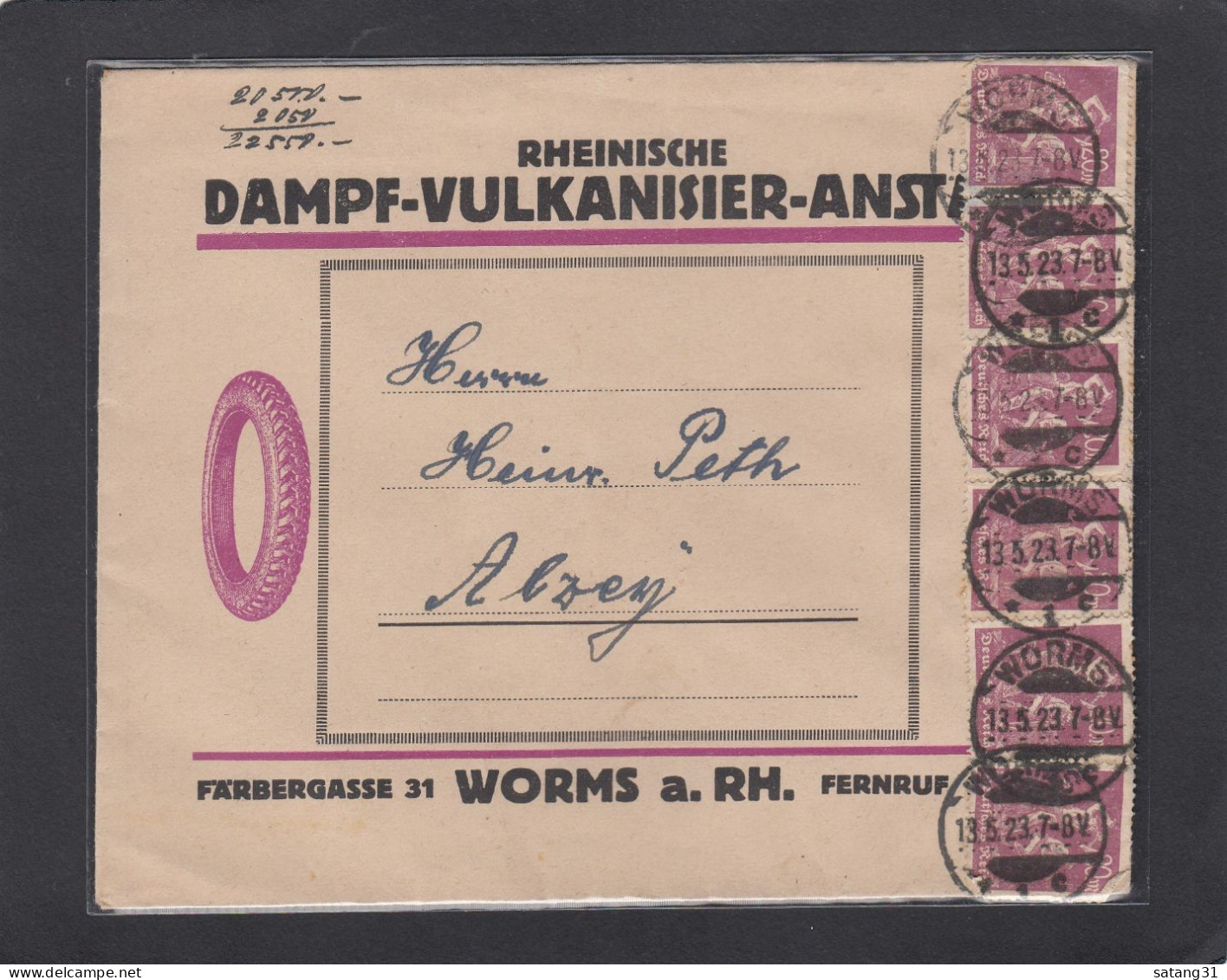 FIRMENBRIEF AUS WORMS MIT 120 MARK FRANKATUR. - Storia Postale