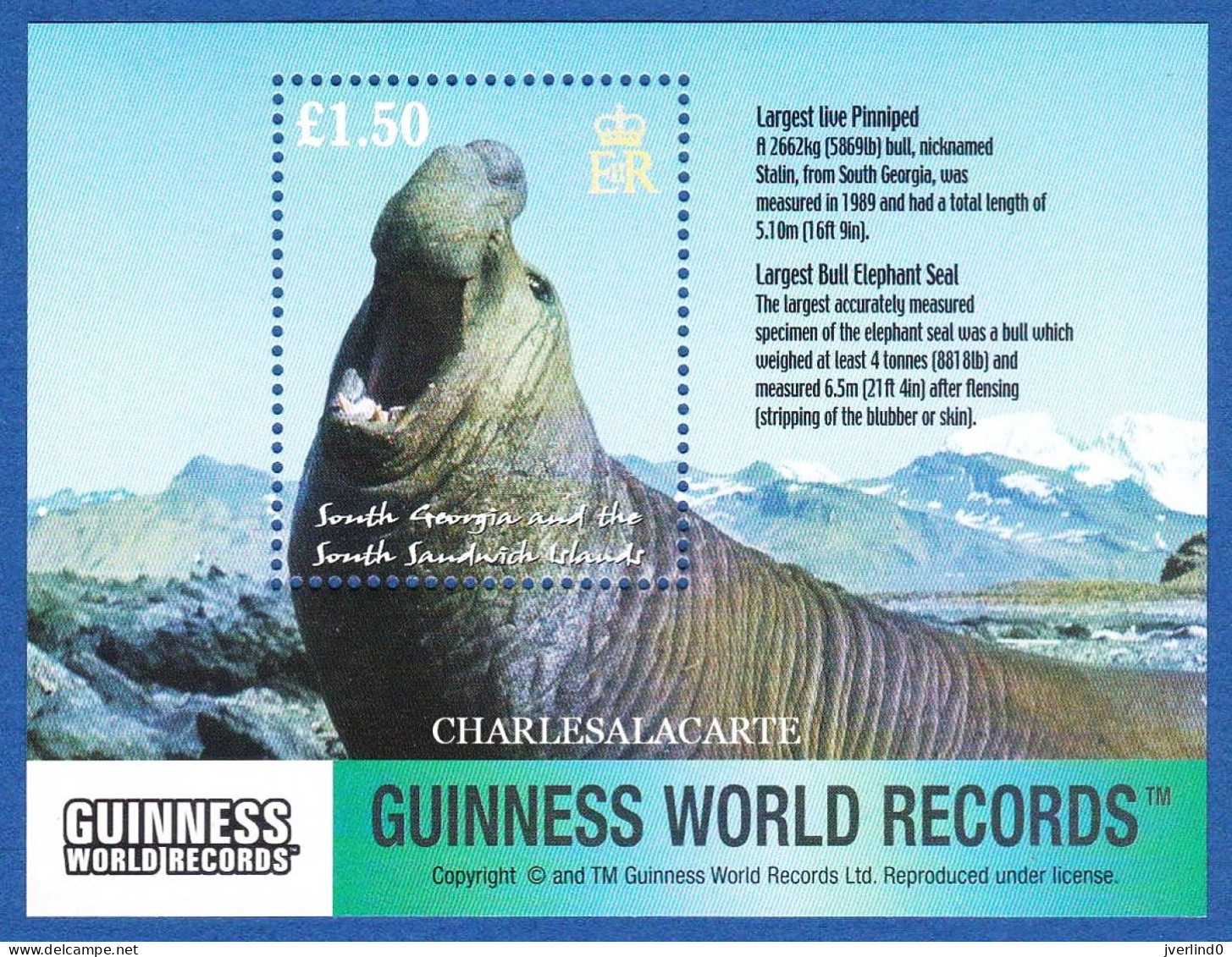 South Georgia 2002 Elephant Seal SG M.S. 343 U.M. - Other & Unclassified