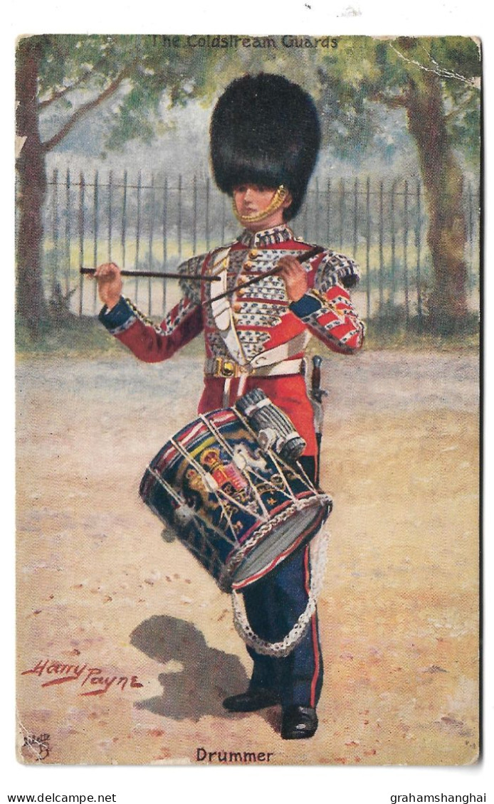 Postcard British Army Coldstream Guards Soldier Drummer Uniform Published Tucks Oilette Posted 1929 - Uniformen