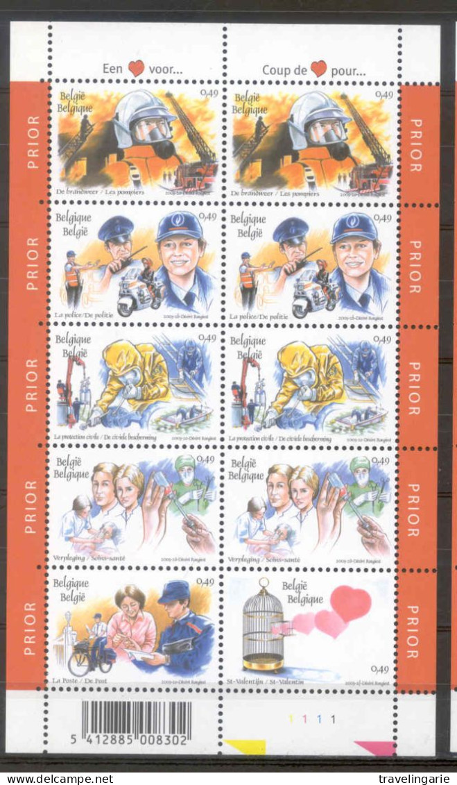 Belgium 2003 A Hart For ..... Sheetlet Of 10 Plate 1 MNH ** - Feuerwehr