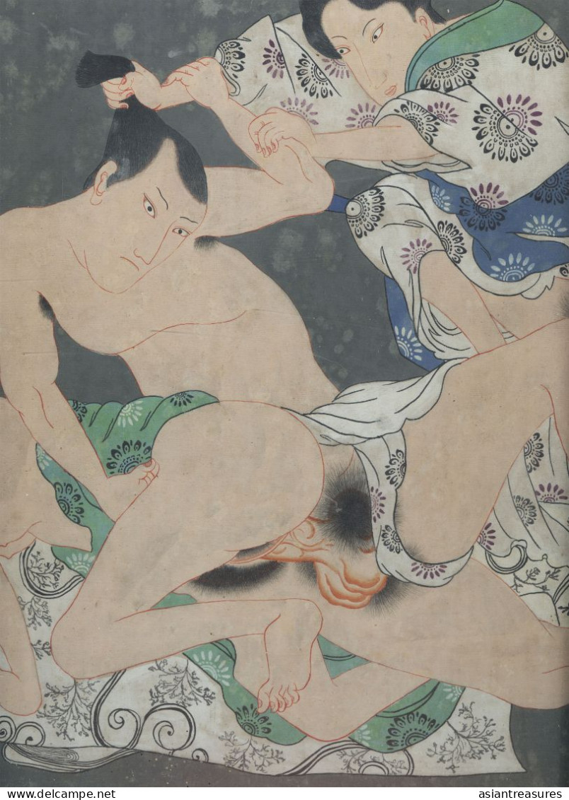 Japanese Shunga Explicit Erotic Art Picture 80 Years+ Old - Arte Asiático