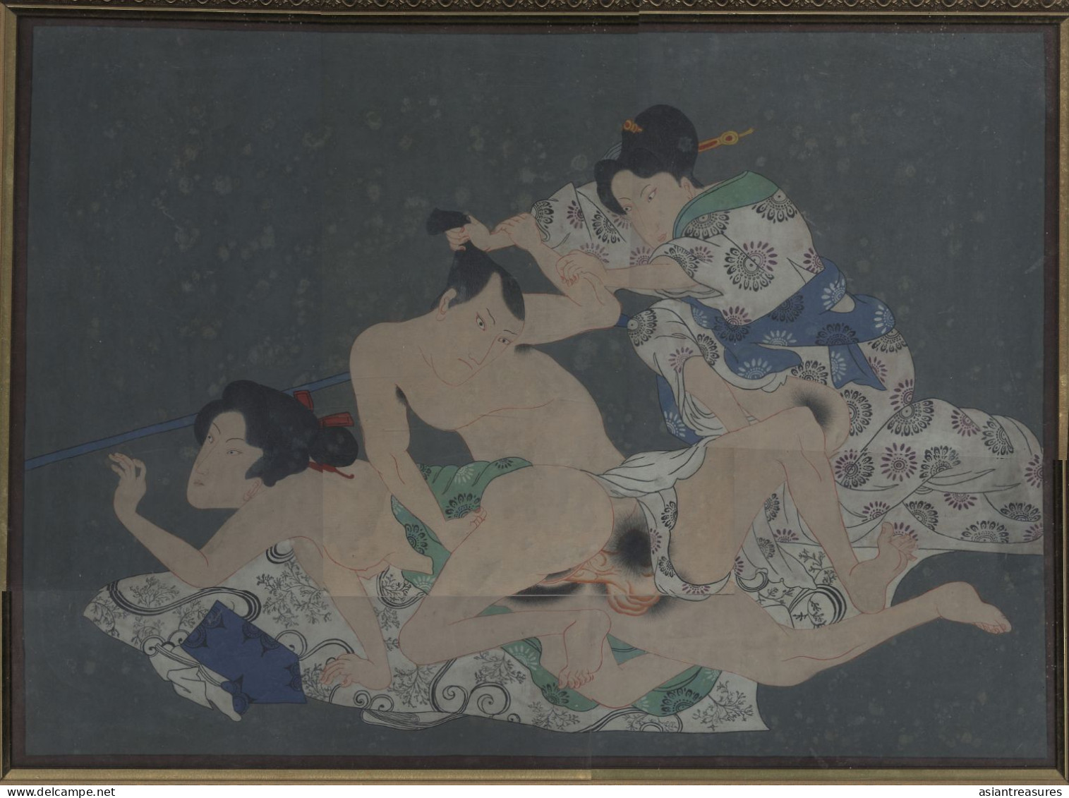 Japanese Shunga Explicit Erotic Art Picture 80 Years+ Old - Aziatische Kunst