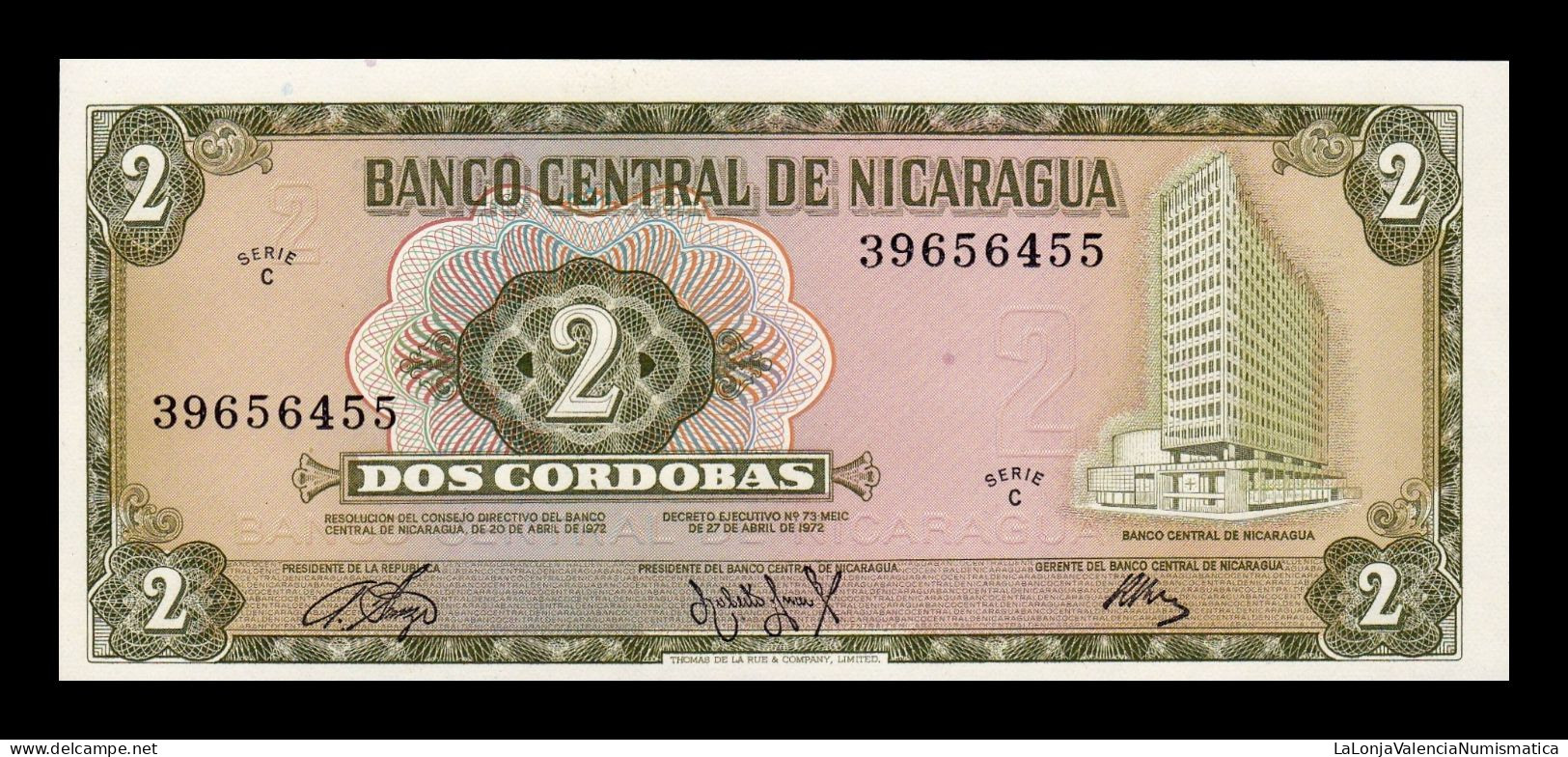 Nicaragua 2 Córdobas 1972 Pick 121a Serie C Sc Unc - Nicaragua