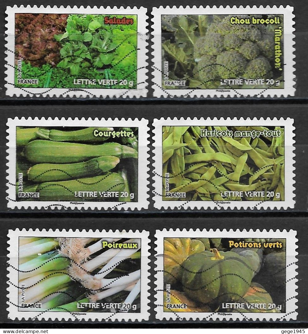 - France 2012  Oblitéré Autoadhésif  N° 740 - 743 - 744  - 745 - 746 - 749    -   Les Légumes - Used Stamps