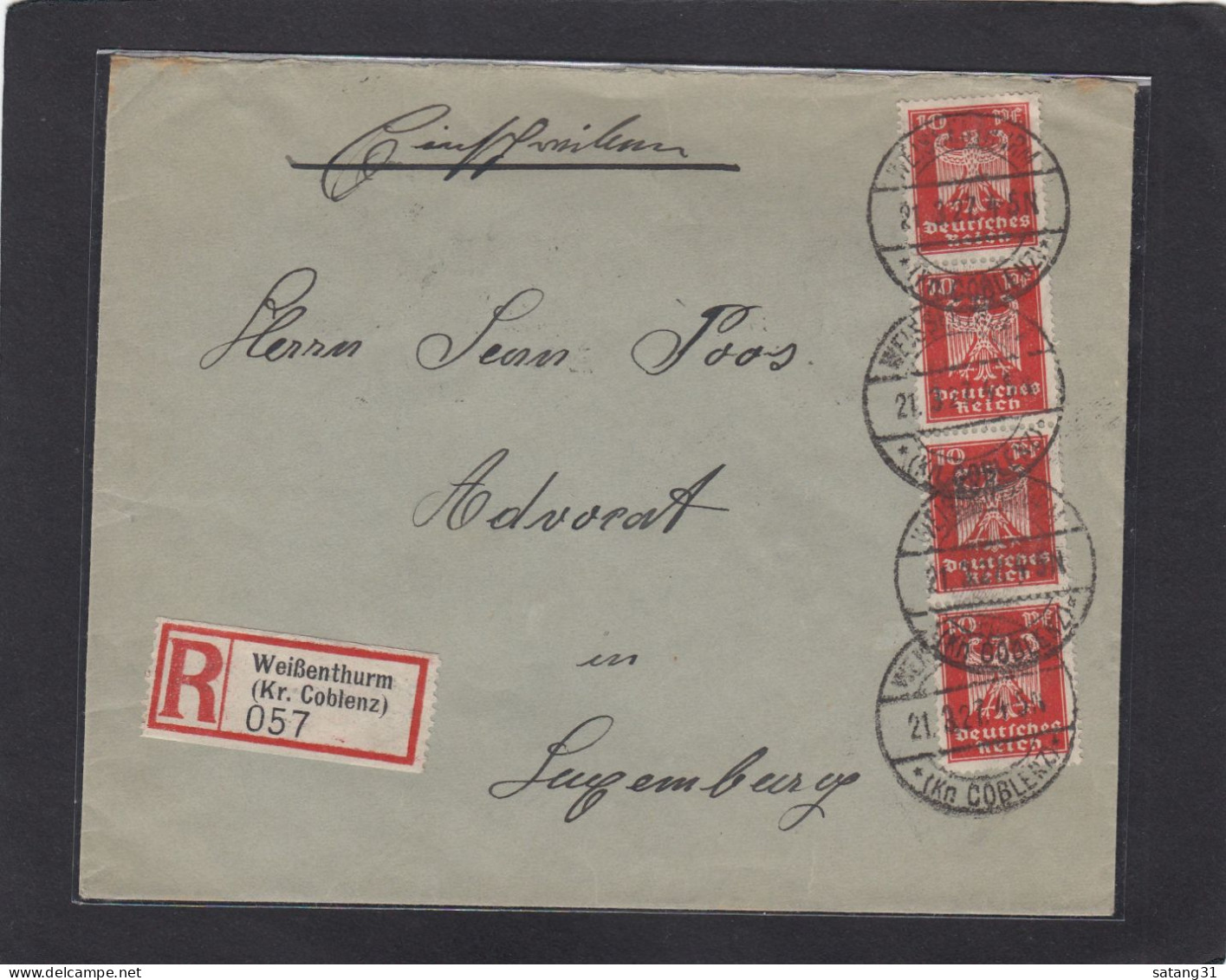 EINGESCHRIEBENER BRIEF AUS WEISSENTHURM NACH LUXEMBURG,1927. - Covers & Documents