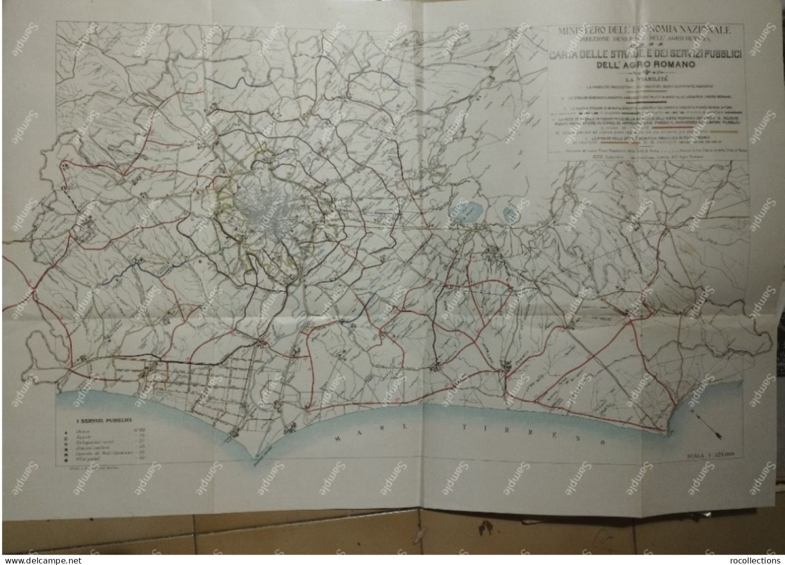 Italia Italia Mappa Roma Lazio Campagna Romana STRADE E SERVIZI PUBBLICI DELL'AGRO ROMANO - Mapas Geográficas