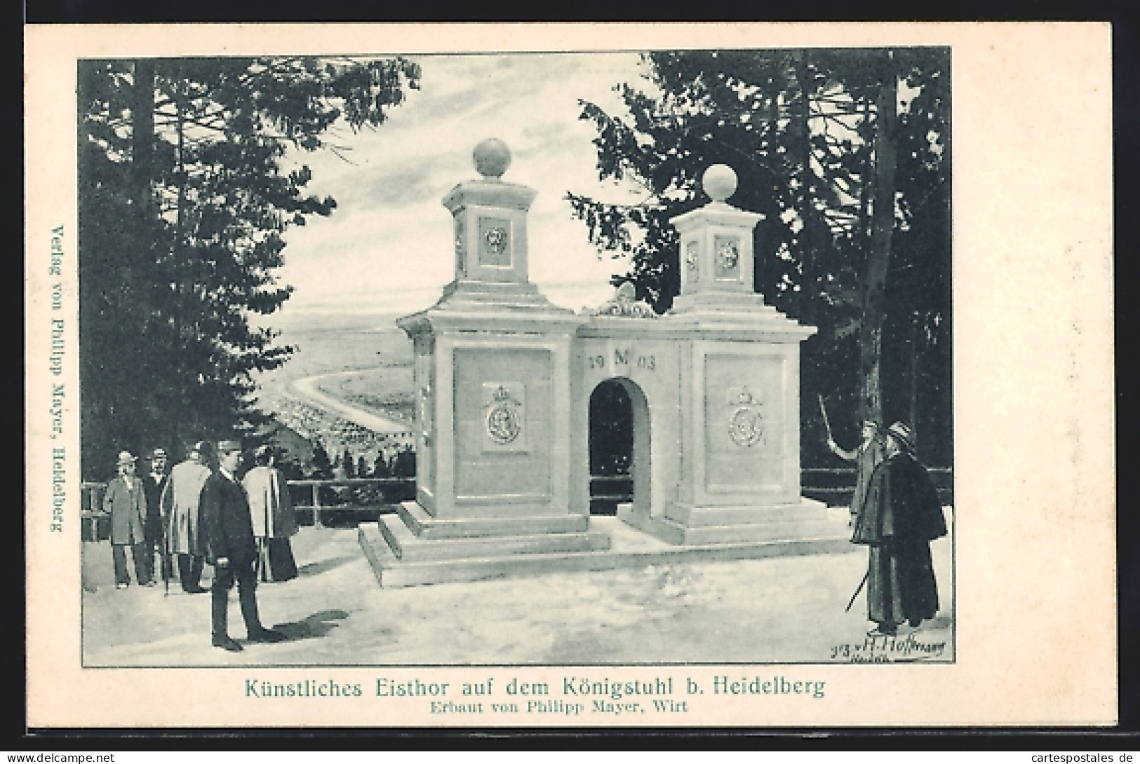 Künstler-AK Heidelberg, Künstliches Eisthor Auf Dem Königstuhl  - Skulpturen