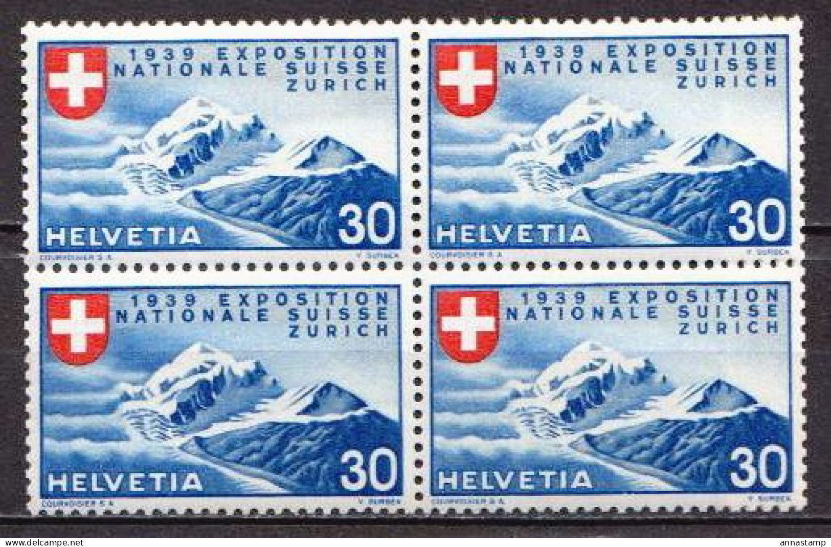 Switzerland MNH Stamp In Block Of 4 Stamps, French Inscription - Esposizioni Filateliche