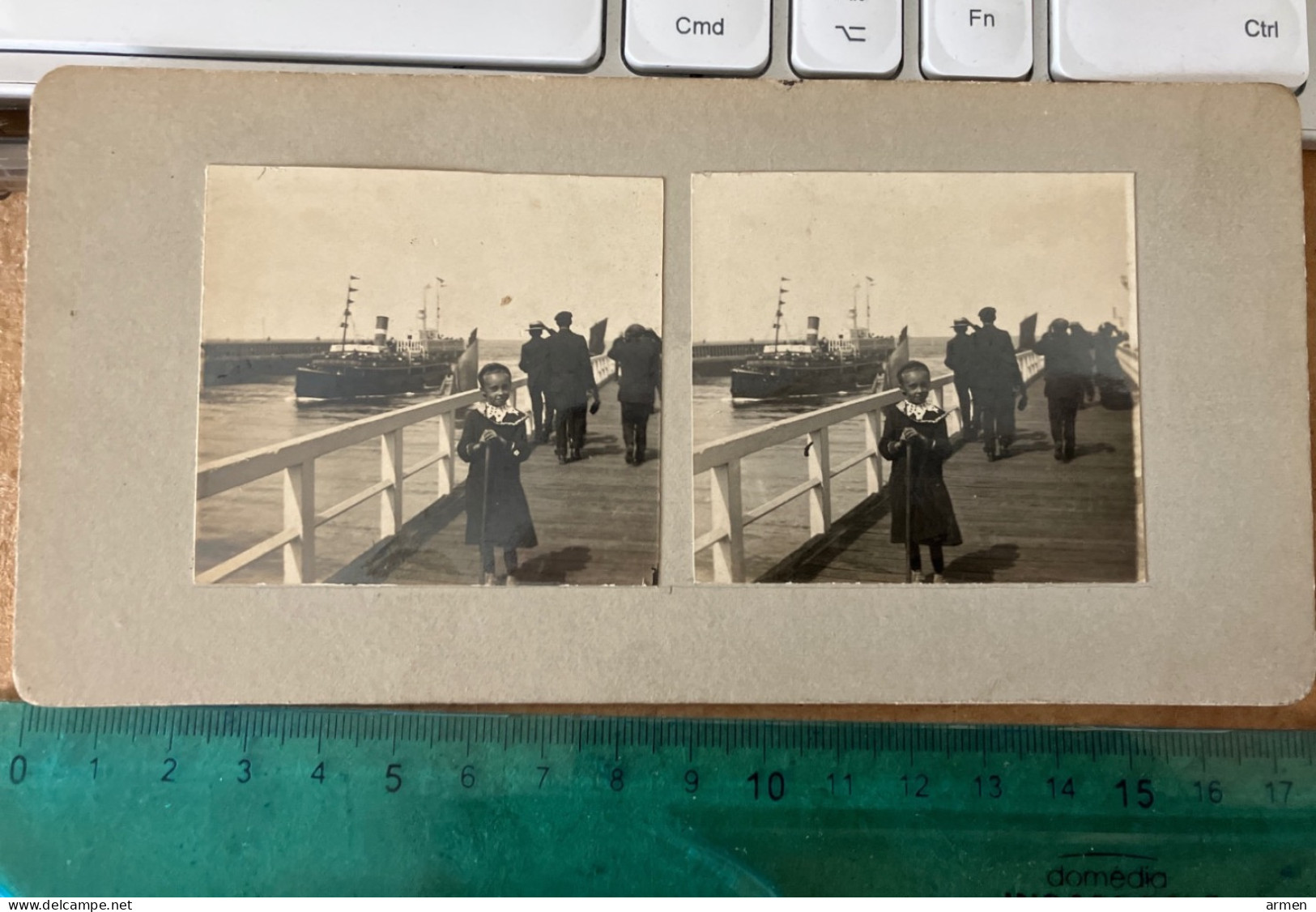 Photo  Stereo 1905 Boulogne Sur Mer (62 )le Jeté Bateau Ship Vapeur - Stereoscopio