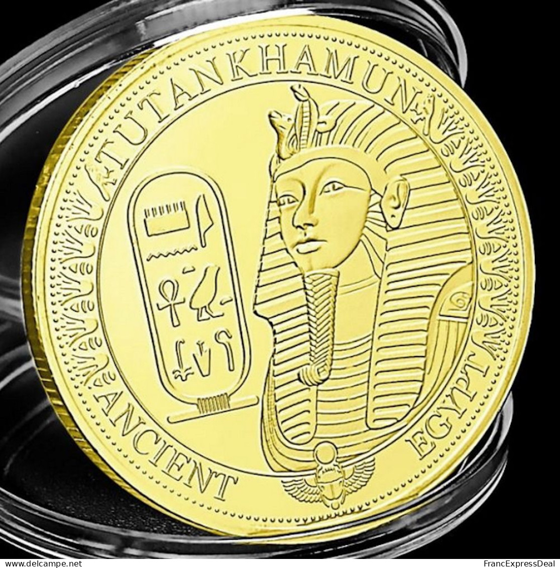Pièce Médaille NEUVE Plaquée Or - Pharaon Toutânkhamon Egypte - Autres & Non Classés