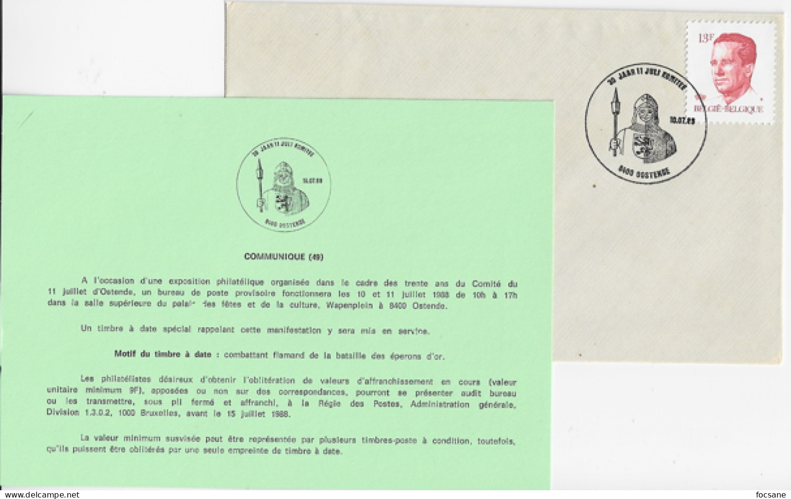 (49) 30 Jaar Juli Komitee 8400 Oostende   10-7-1988 Timbre N° 2203 - Other & Unclassified