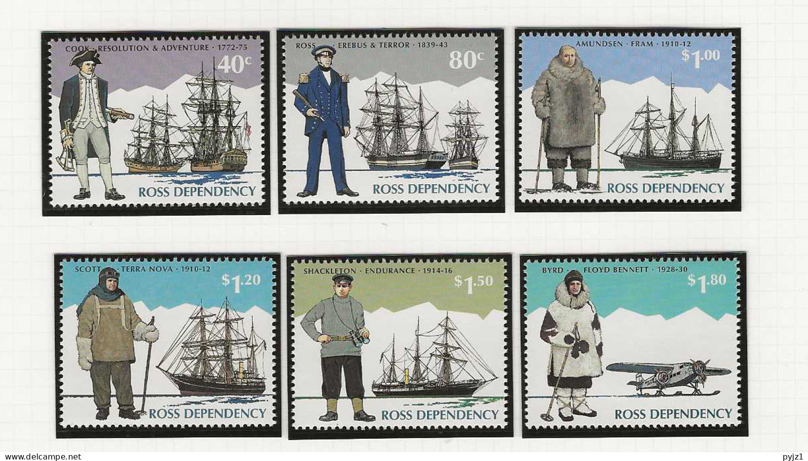 1995 MNH Ross Dependency Mi 32-37 Postfris** - Nuevos