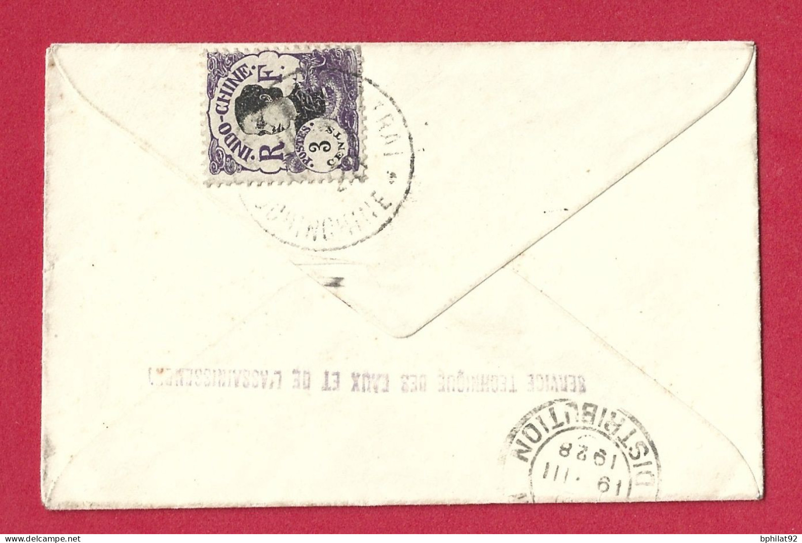 !!! INDOCHINE, RARE TARIF IMPRIMÉ À 3CT TYPE ANNAMITE SUR LETTRE POUR LA FRANCE DE 1928 - Storia Postale